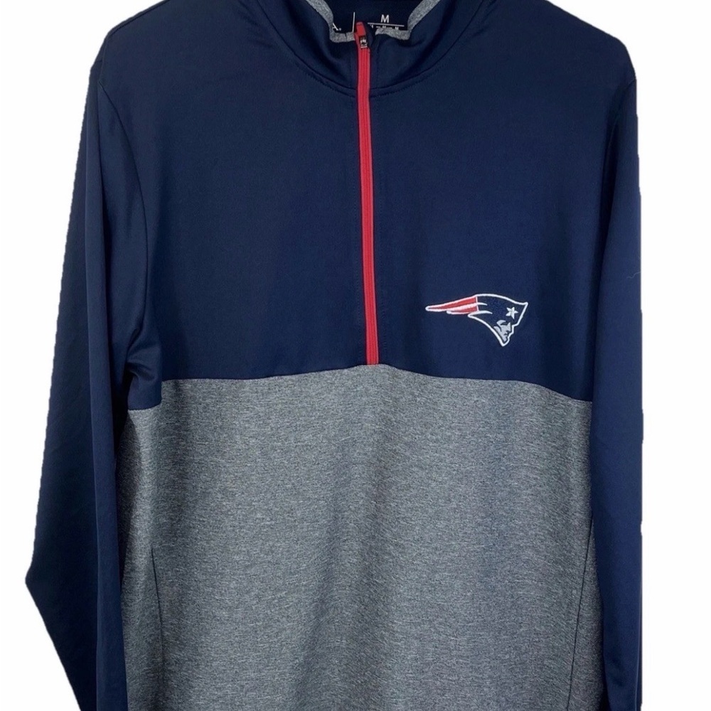 New England Patriots Navy and Gray Half-Zip Pullover